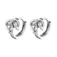 Brass Huggie Hoop Earring, plated, for woman & with rhinestone 
