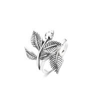 Sterling Silver Finger Ring, 925 Sterling Silver, Leaf, Adjustable & for woman, silver color 
