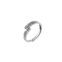 Sterling Silver Finger Ring, 925 Sterling Silver, Adjustable & with letter pattern & for woman, silver color 