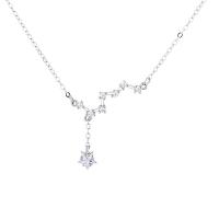 Cubic Zircon Micro Pave Sterling Silver Necklace, 925 Sterling Silver, with 1.96 inch extender chain, plated, micro pave cubic zirconia & for woman Approx 14.56 Inch 