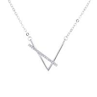 Cubic Zircon Micro Pave Sterling Silver Necklace, 925 Sterling Silver, with 1.96 inch extender chain, plated, micro pave cubic zirconia & for woman Approx 15.73 Inch 