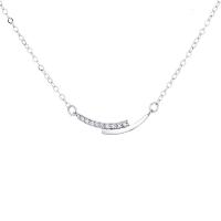 Cubic Zircon Micro Pave Sterling Silver Necklace, 925 Sterling Silver, with 1.96 inch extender chain, plated, micro pave cubic zirconia & for woman Approx 15.73 Inch 