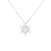 Cubic Zirconia Micro Pave Sterling Silver Necklace, 925 Sterling Silver, with 1.96 inch extender chain, Snowflake, micro pave cubic zirconia & for woman, silver color Approx 15.73 Inch 