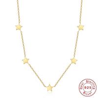 Sterling Silver Jewelry Necklace, 925 Sterling Silver, Star, plated, for woman Approx 15.75 Inch 