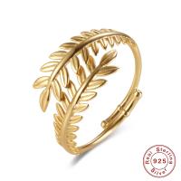 925 Sterling Silver Cuff Finger Ring, Wheat, plated, Adjustable & for woman 