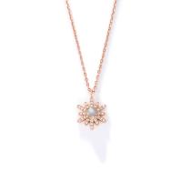 Cubic Zirconia Micro Pave Sterling Silver Necklace, 925 Sterling Silver, with 1.96 inch extender chain, rose gold color plated, micro pave cubic zirconia & for woman Approx 15.75 Inch 