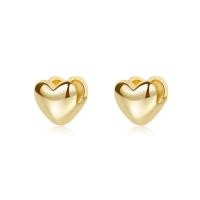 Sterling Silver Stud Earring, 925 Sterling Silver, Heart, gold color plated, for woman 