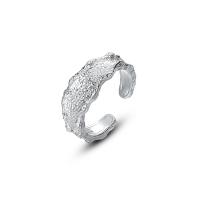 Sterling Silver Finger Ring, 925 Sterling Silver, platinum color plated, Adjustable & for woman & hammered, 20.5mm, Inner Approx 16.7mm 
