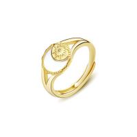 Sterling Silver Finger Ring, 925 Sterling Silver, with Shell, gold color plated, Adjustable & for woman, 20mm 