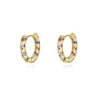 Sterling Silver Huggie Hoop Earring, 925 Sterling Silver, gold color plated, micro pave cubic zirconia & for woman 