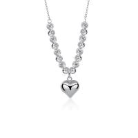 Sterling Silver Jewelry Necklace, 925 Sterling Silver, with 1.96 inch extender chain, Heart, platinum color plated, for woman Approx 15.75 Inch 