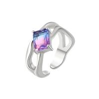 Zirkonia Messing Finger Ring, Platinfarbe platiniert, Einstellbar & für Frau & mit kubischem Zirkonia, verkauft von PC