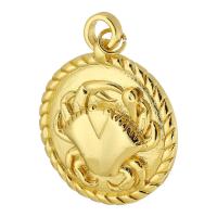 Brass Jewelry Pendants, Round, gold color plated, fashion jewelry & DIY & for woman, golden Approx 4mm 
