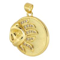 Cubic Zirconia Micro Pave Brass Pendant, gold color plated, fashion jewelry & DIY & micro pave cubic zirconia & for woman, golden Approx 3.5mm 