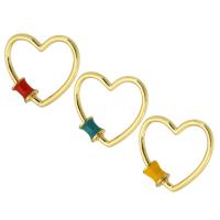 Brass Screw Clasp, Heart, gold color plated, fashion jewelry & DIY & for woman & enamel 