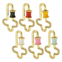 Brass Screw Carabiner Lock Charms, gold color plated, fashion jewelry & DIY & micro pave cubic zirconia & for woman & enamel 