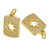 Cubic Zirconia Micro Pave Brass Pendant, Rectangle, gold color plated, fashion jewelry & DIY & micro pave cubic zirconia & for woman, golden Approx 3.5mm 