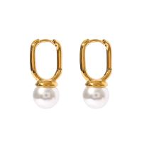 Huggie Hoop Drop Earring, Нержавеющая сталь 304, вакуумное ионное покрытие, ювелирные изделия моды & Женский, Золотой продается Пара
