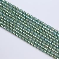Rice Cultured Freshwater Pearl Beads, DIY, green, 6-7mm Approx 38 cm 