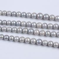 Edison+Perle Perle, rund, DIY, silbergrau, 11-15mm, Länge:ca. 38 cm, verkauft von Strang