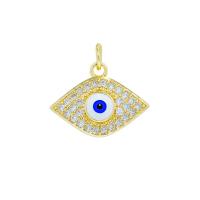 Fashion Evil Eye Pendant, Brass, 18K gold plated, Unisex & micro pave cubic zirconia & enamel & hollow 