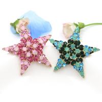 Rhinestone Zinc Alloy Brooch, with Rhinestone, Star, gold color plated, for woman 