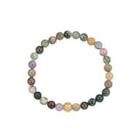 Gemstone Bracelets, with Brass, Round, gold color plated, for woman, mixed colors Approx 16 cm 