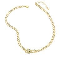 Cubic Zircon Micro Pave Brass Necklace, with 2 extender chain, Leopard, 18K gold plated, Unisex & micro pave cubic zirconia, golden .5 