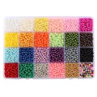 ABS Plastic Pearl Beads, with Plastic Box, Round, stoving varnish, DIY mixed colors 