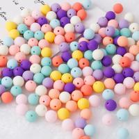 Mode Kunststoff-Perlen, Kunststoff, rund, Einbrennlack, zufällig gesendet & DIY & satiniert, gemischte Farben, 12mm, verkauft von PC