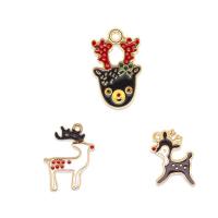 Zinc Alloy Christmas Pendants, Christmas Reindeer, gold color plated, Christmas Design & DIY & enamel, mixed colors 