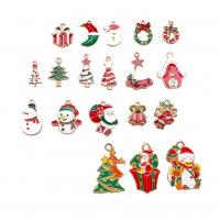 Zinc Alloy Christmas Pendants, gold color plated, Christmas Design & DIY & enamel & with rhinestone 