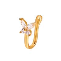 Nose Piercing Jewelry, Brass, Butterfly, plated, fashion jewelry & micro pave cubic zirconia & for woman 12mm 