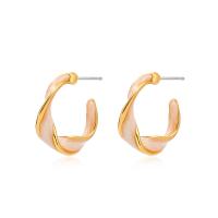 Enamel Zinc Alloy Stud Earring, Letter C, KC gold color plated, fashion jewelry & for woman, golden, 25mm 