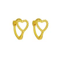 Brass Huggie Hoop Earring, Heart, plated, fashion jewelry & for woman & hollow 12mm 