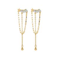 Zinc Alloy Rhinestone Drop Earring, Star, KC gold color plated, fashion jewelry & for woman & with rhinestone, golden, 60mm 