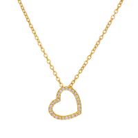 Rhinestone Brass Necklace, with 5cm extender chain, Heart, plated, fashion jewelry & for woman & with rhinestone & hollow cm 
