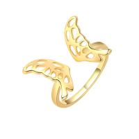 Brass Cuff Finger Ring, Butterfly, plated, Adjustable & for woman 