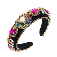 Hair Bands, Cloth, with Glass Rhinestone & Plastic Pearl, Geometrical Pattern, Baroque style & for woman 