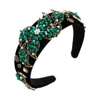 Hair Bands, Velveteen, with Czech Rhinestone & Plastic Pearl, Flower, Baroque style & for woman 