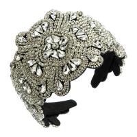 Hair Bands, Velveteen, with Glass Rhinestone, Flower, Baroque style & for woman, white, 105mm 