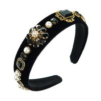 Hair Bands, Cloth, with Plastic Pearl, Flower, handmade, Baroque style & for woman & with rhinestone 