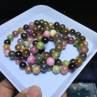 Tourmaline Bracelet, Round, polished, Unisex, mixed colors, 10-11mm Approx 7.5 Inch, Approx 