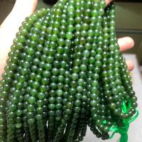 Hetian Jade Perle, rund, poliert, unisex, grün, 6mm, Länge:ca. 18 ZollInch, verkauft von PC