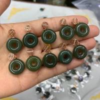 Hetian Jade Pendant, Donut, Unisex, green 