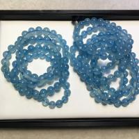 Aquamarine Bracelet, Round, polished, Unisex, sea blue, 8.7mm Approx 7.5 Inch, Approx 
