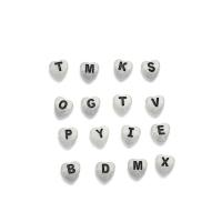 Acrylic Alphabet Beads, letters are from A to Z & DIY & luminated & enamel & mixed, white Approx 