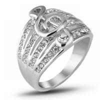 Горный хрусталь сплава цинка палец кольцо, цинковый сплав, разный размер для выбора & Женский & со стразами, серебряный продается PC
