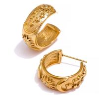 Titanium Steel Earrings, fashion jewelry & micro pave cubic zirconia & for woman, golden, 19.92mm,8mm 