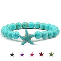 Bracelets turquoises, turquoise naturelle, avec Blanc Bodhi racine, étoile de mer, fait à la main, bijoux de mode & unisexe & normes différentes pour le choix, plus de couleurs à choisir cm Vendu par sac